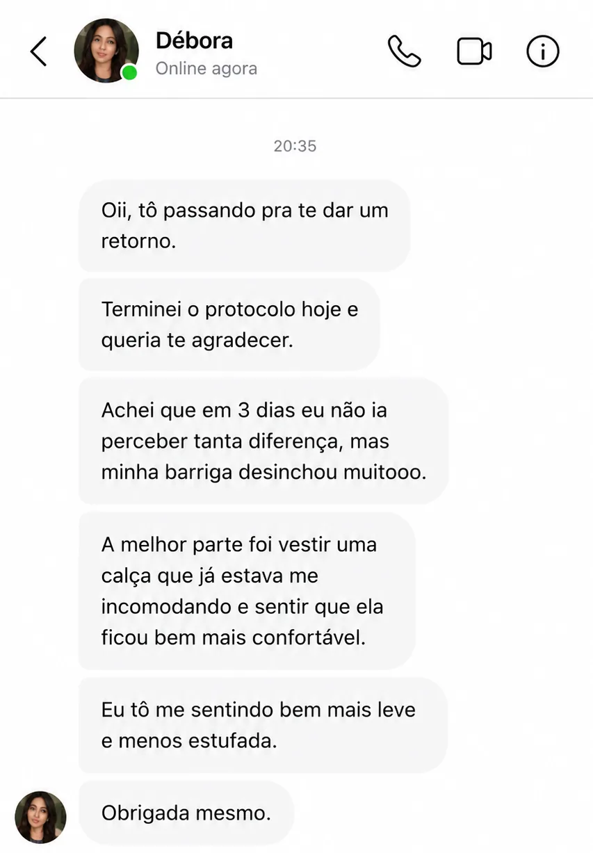 Depoimento de cliente 1 sobre o protocolo Desincha Express 72H